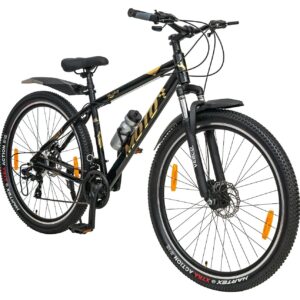Leader Beast 26T Mountain Cycle for Men with Front Suspension and Dual Disc Brake with Complete Cycle Accessories | Without Gear Cycle - Ideal for 10+ Years (Frame: 18 Inches) (26T, Matt Black)